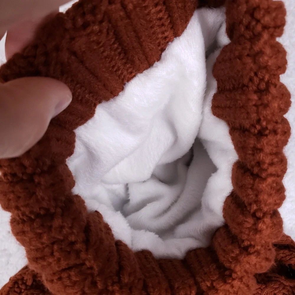 Page One Beanie Scarf Set OS Cable‎ Knit Rust Brown Winter Warm Fleece Lined